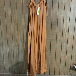 Everly Brown Sleeveless Spaghetti Strap Jumpsuit